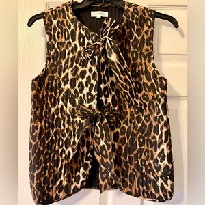Leopard Print Sleeveless Vest with Bows